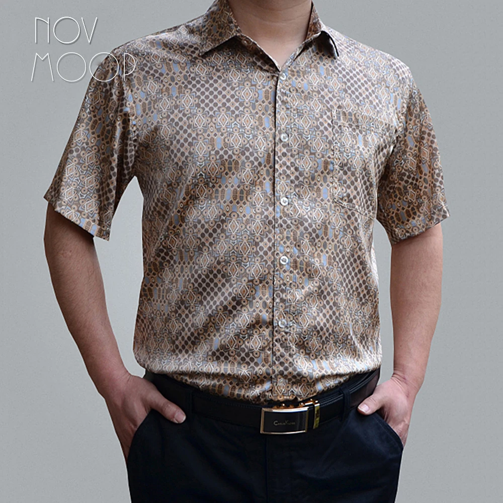 Мужская рубашка в американском стиле летняя деловая из 100% шелка с короткими