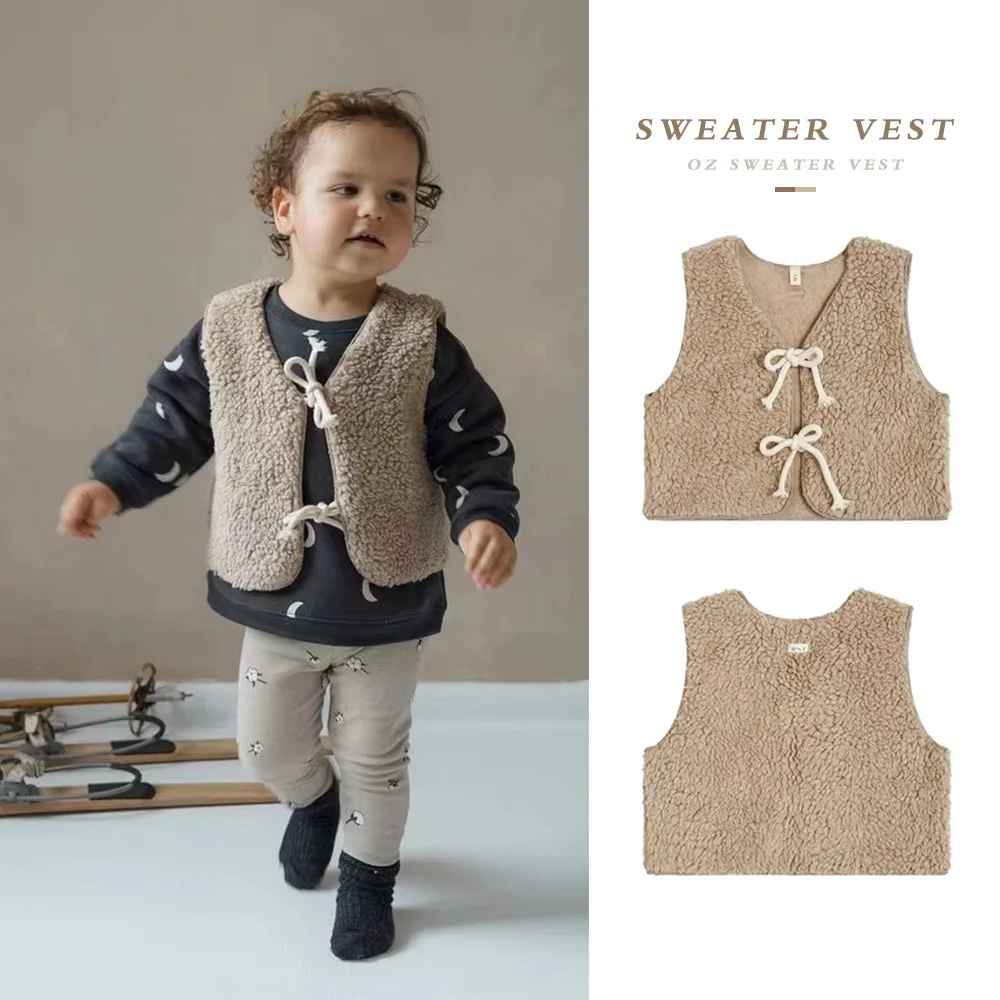 

Autumn Winter Baby Waistcoat PlusThick Velvet Oz Brand Sweater Vest Girls Boys Children Vest Outwear Children's Clothing