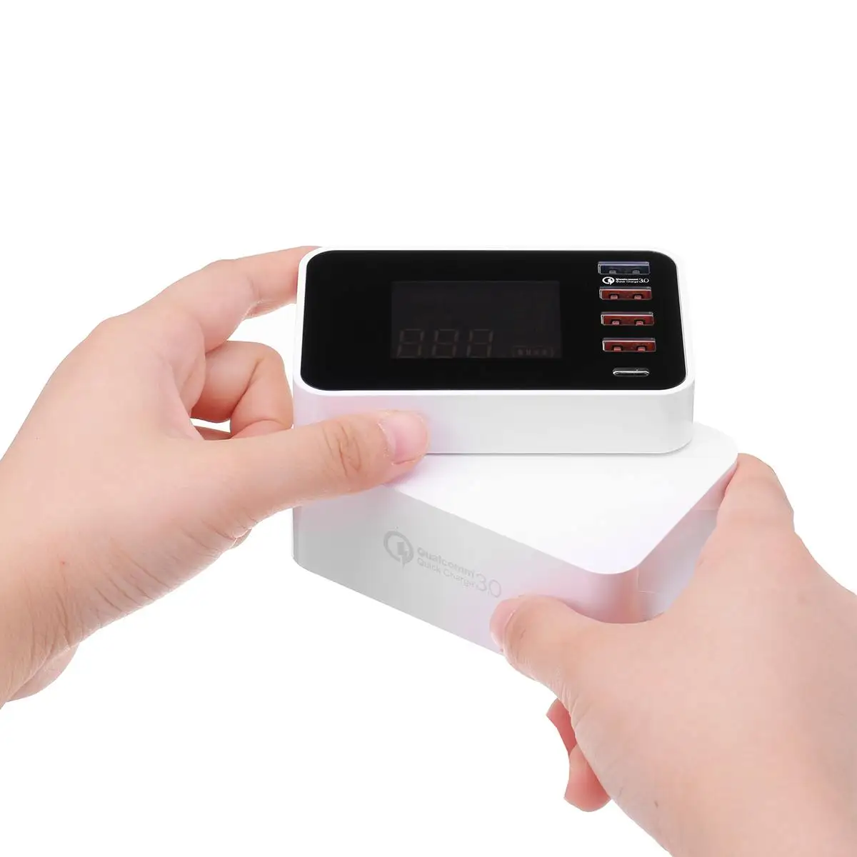 

LCD Display 8A 4 USB Ports QC3.0 Fast Charger Wireless Charger USB Hubs With Type C Port For Smartphone Tablet MP4 UK/ US/ EU