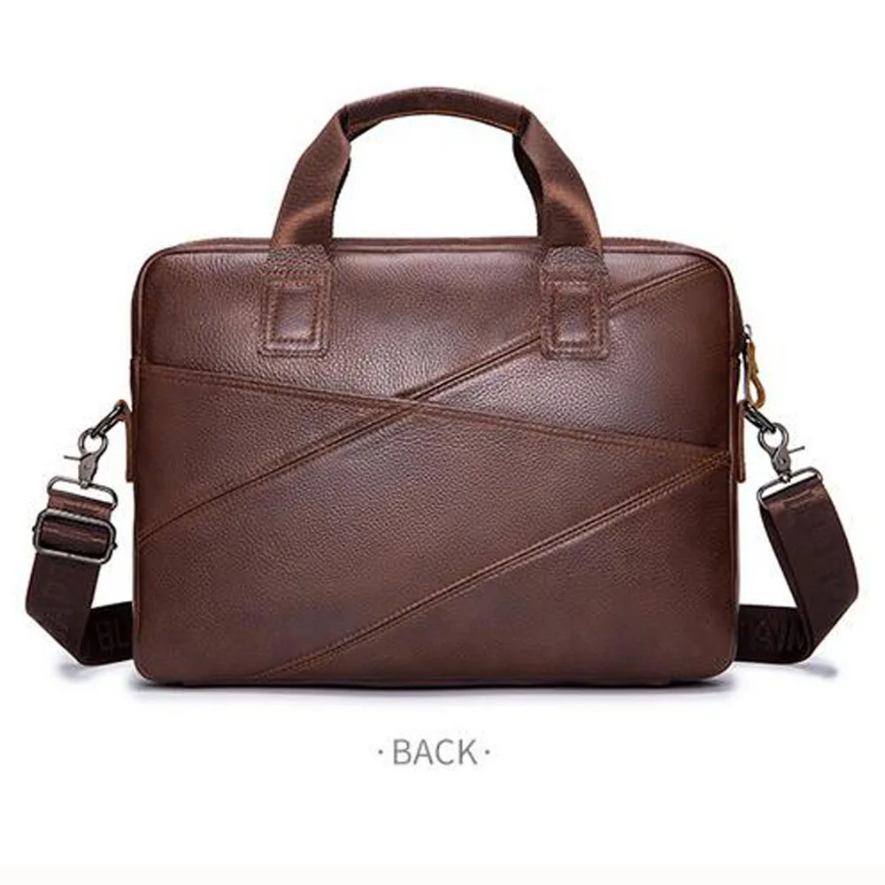 BULLCAPTAIN men's briefcase business handbag can be used for 15 inch laptop casual shoulder messenger bags  Cow Leather Men Bag