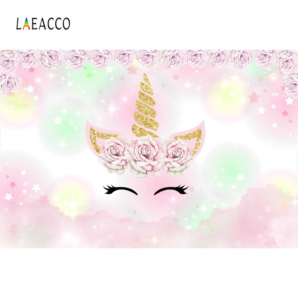 

Fantasy Kid Baby Birthday Photo Backdrops Unicorn Rainbow Flowers Photo Background Baby Shower Newborn Baby Portrait Photozone