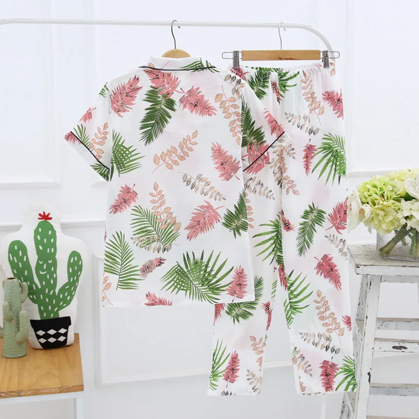 

Women 100% Cotton Short Sleeve Ladies Pajama Sets Pajamas Simple Short Pyjamas Shorts Cute Cartoon Sleepwear Women Homewear Set