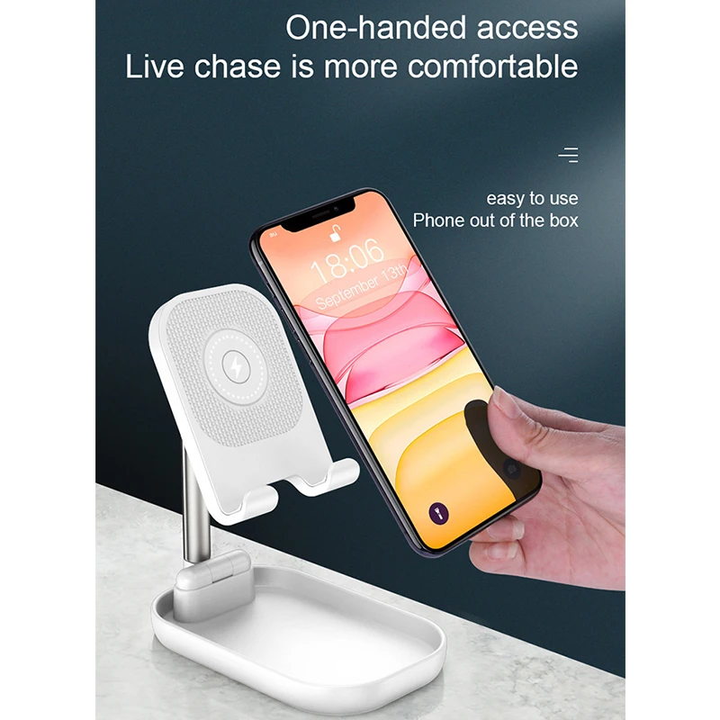 Фото Qi Wireless Quick Charge Fold Stand Holder for Samsung S20 S10 Note 9 iPhone 11 Xs X Xr 8 Plus 10W Fast Charging Dock Мобильные Qi Wireless Quick Charge Fold Stand Holder for Samsung S20 S10 Note 9 iPhone 11 Xs X Xr 8 Plus 10W Fast Charging Dock Мобильные