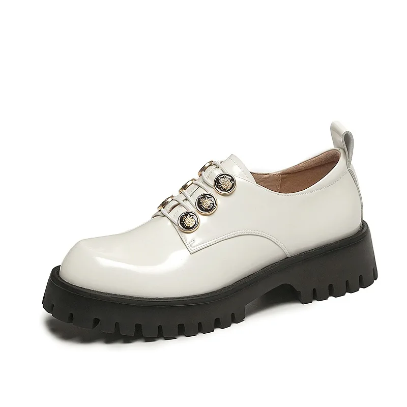 

CAGLGLZ Thick Sole Single Shoes Women's Thick Heel Waterproof Platform Small Leather Shoes Square Black Casual Shoes