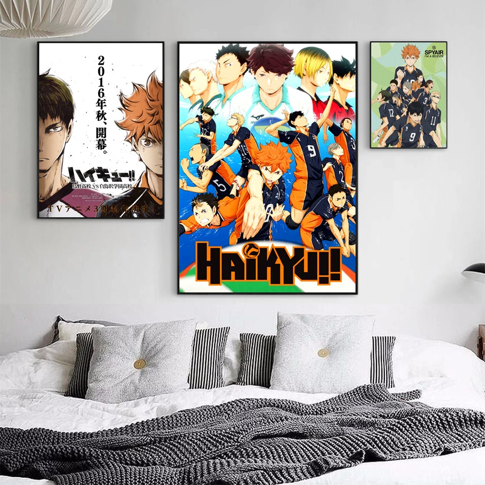 Японское аниме все персонажи Haikyuu картина на холсте современное искусство стену
