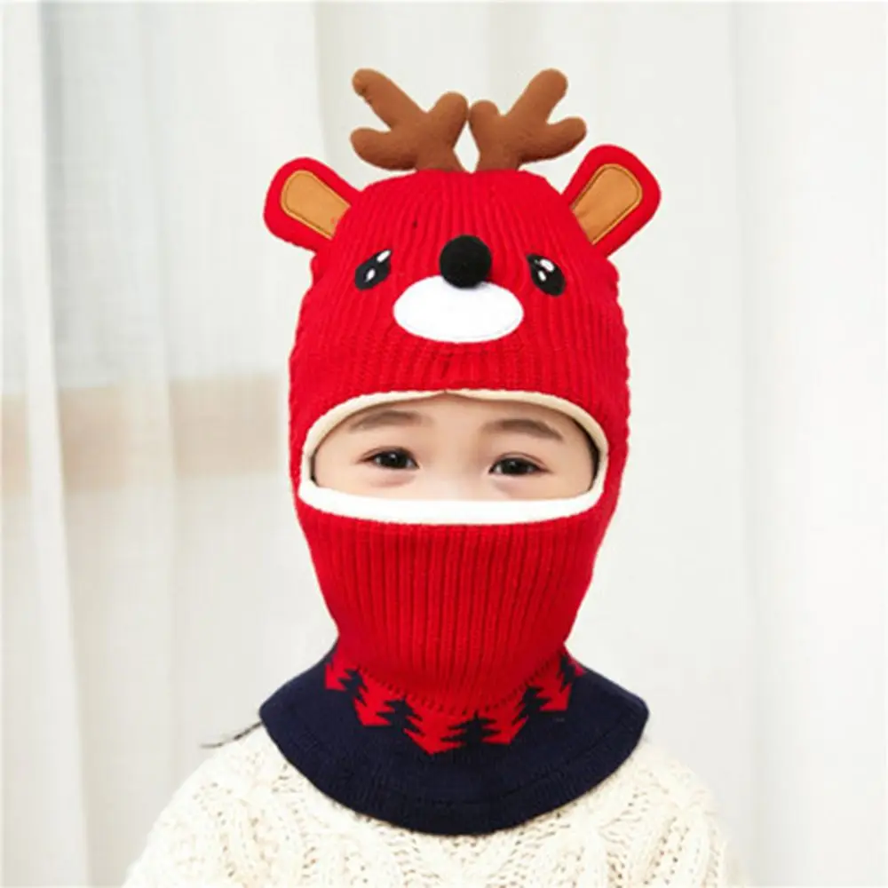 

cute 2 to 6 years old Boy girl Beanie Protect neck Cartoon animal Windproof Winter Child knit hat kids girl's Earflap Caps