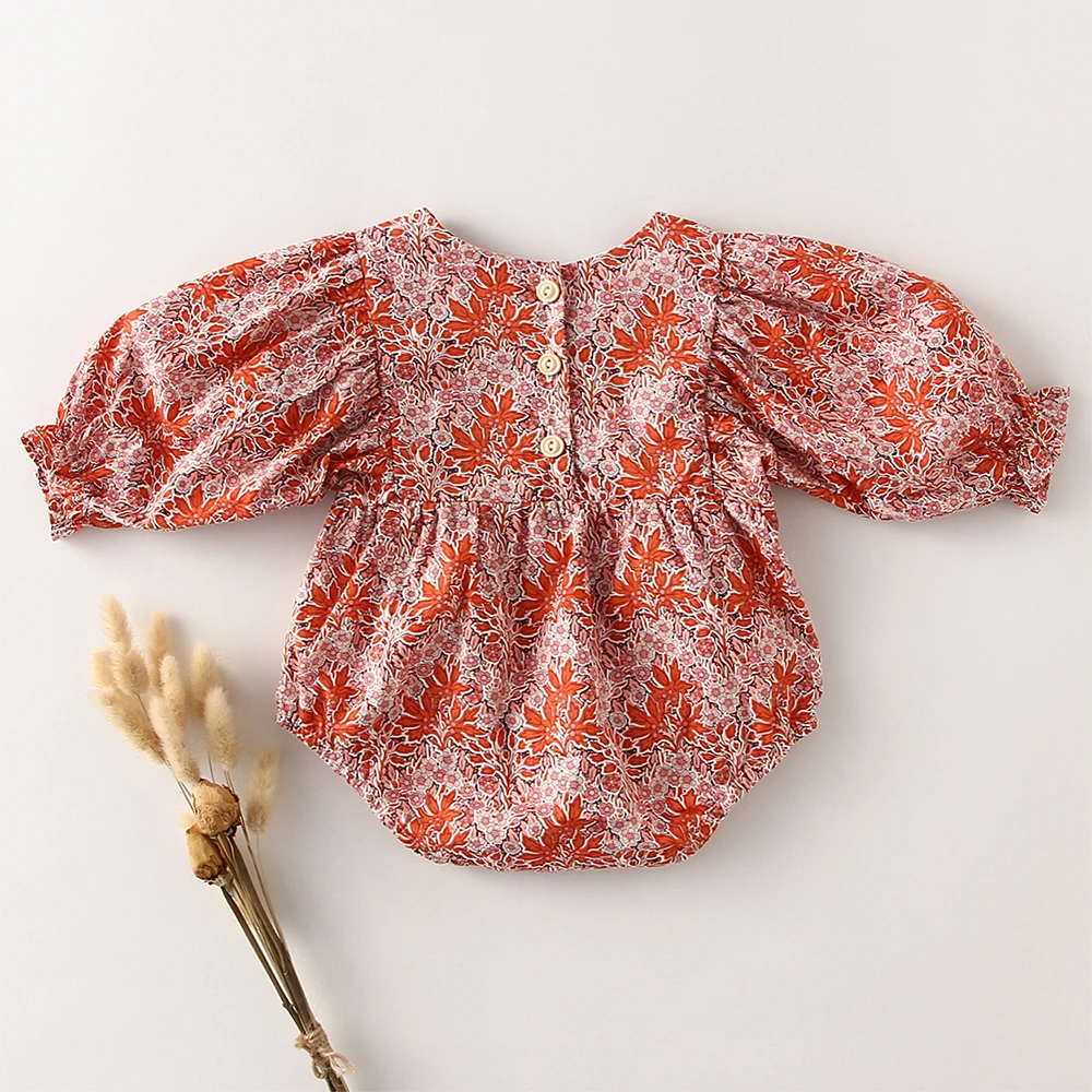 Infant Baby Girls Rompers Oversize Retro Plaid Newborn Summer Autumn Children Long Sleeve Clothing Baby Clothing One Piece