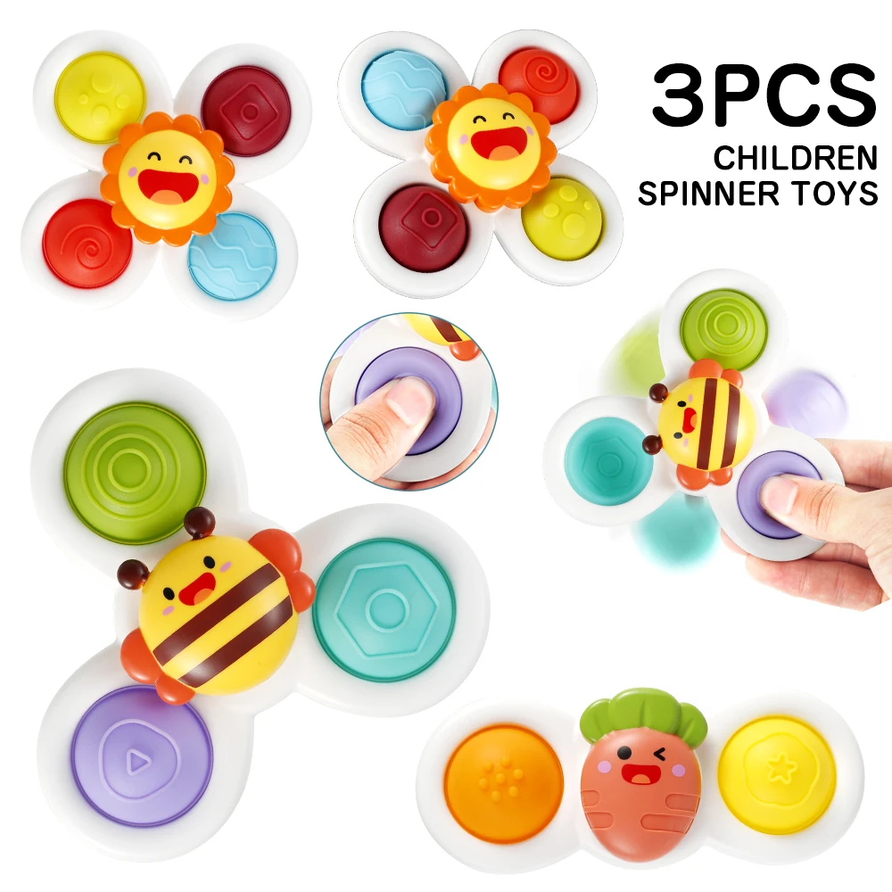 

3pcs Cartoon Baby Rattles Insect Fidget Spinner Baby Rattle Toys ABS Colorful Gyro Toy Relief Stress Fingertip Toys For Children