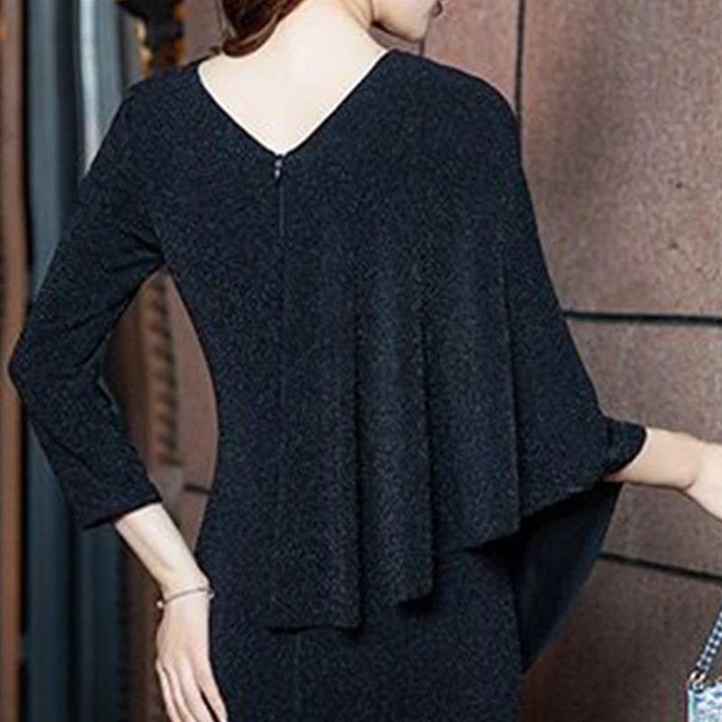 

Evening Dress Full Sleeves Sexy V-Neck Floor-length Ruched Mermaid Fashion Embroidery New Plus size Women Formal Party Gown C676