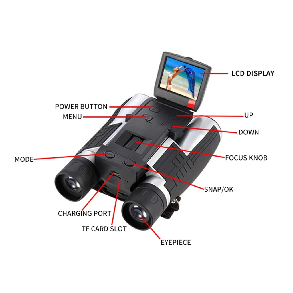 

5m 2inch Lcd 16gb Digital Camera With Binocular 12 Zoom Video Photo Recorder Camcorder For Bird Watching Football Game Concert
