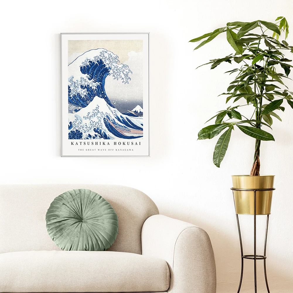Фото Hokusai The Great Wave Poster Katsushika Hokusai Exhibition Canvas Painting Print Picture Vintage Wall Bedroom Home Decoration №2
