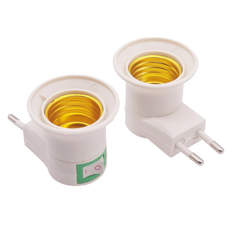 

Lamp Base 1Pcs Practical White E27 LED Light Socket To EU Plug Holder Adapter Converter ON/OFF For Bulb Lamp