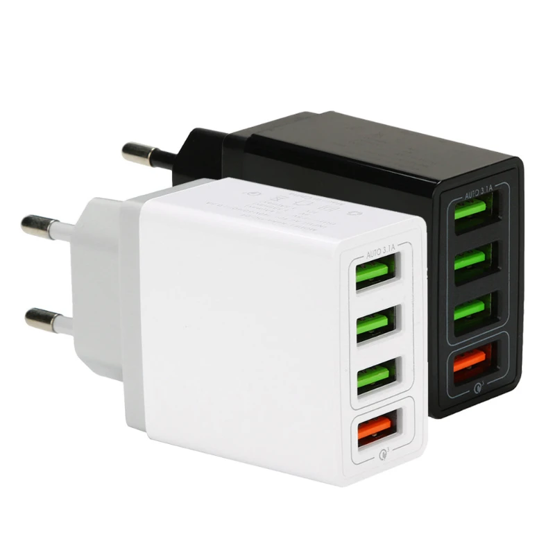 

USB Travel Wall Fast Charger Adapter 4 Ports PD Charger Compatible for iPhone/Android QC3.0 QC2.0 Easy Charging Block Plug