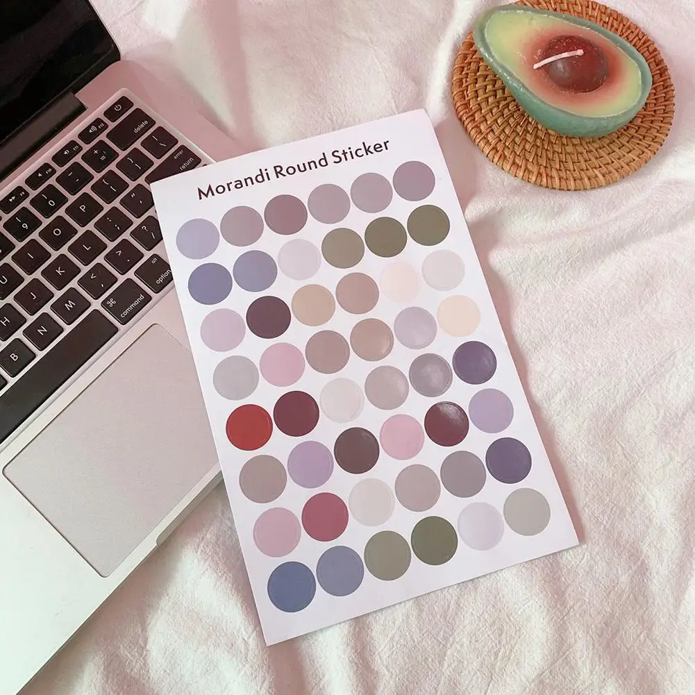 

1pc Ins Trendy Round Stickers Scrapbook Morandi Color Decorative Metope Stickers Sticker Photo Statione Pvc Concise Card Se H9A9