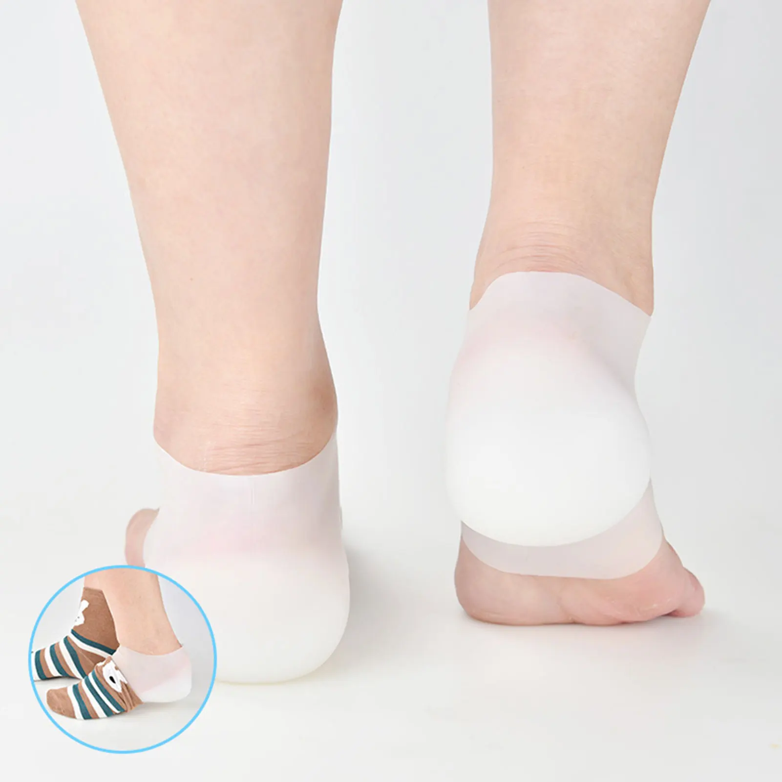 

1pair Invisible Height Increase Silicone Insoles Height Increase Insoles Pads Dress In Socks Height Lift Heel Foot Pad Foot Care