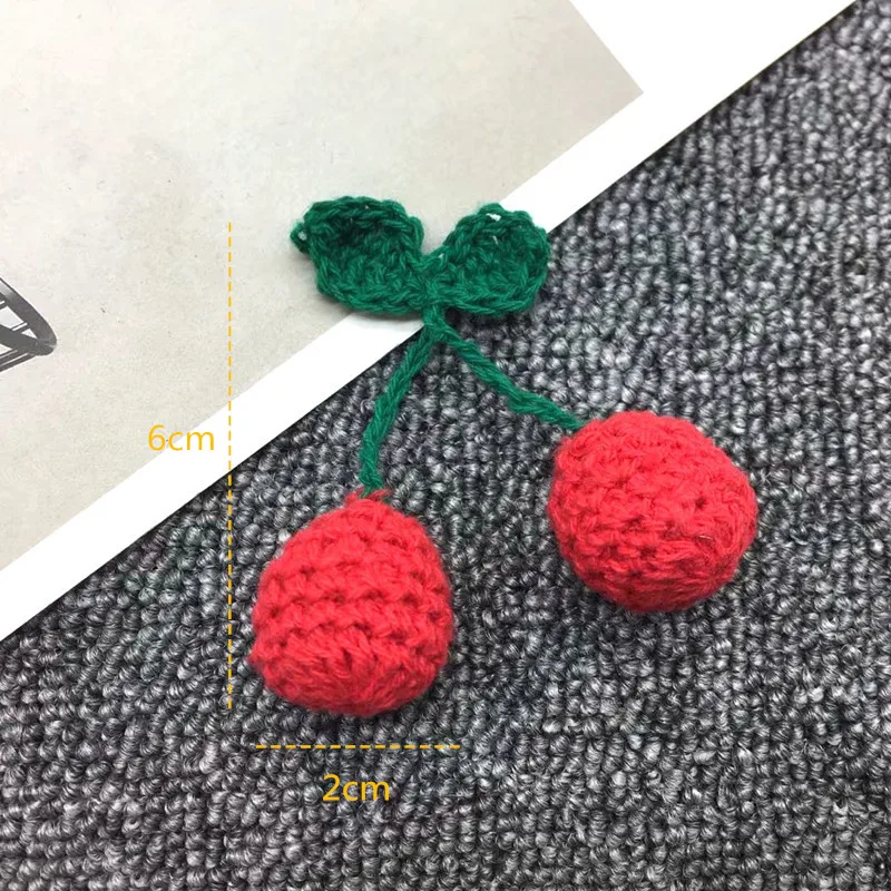 5 шт. вязанная шерсть зеленый лист вишня DIY ремесло девушка серьги кулон аксессуары для волос шляпа сумка кольцо для ключей материалы для декора