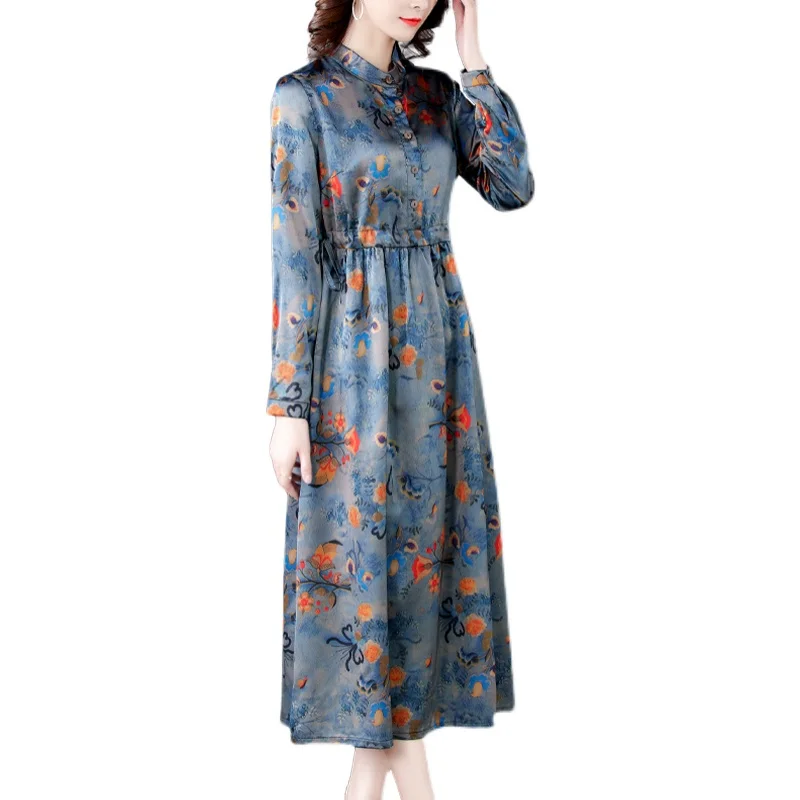 

COIGARSAM 4XL Plus Size Vintage Full Sleeve Women dress New Spring Print Dresses 8072