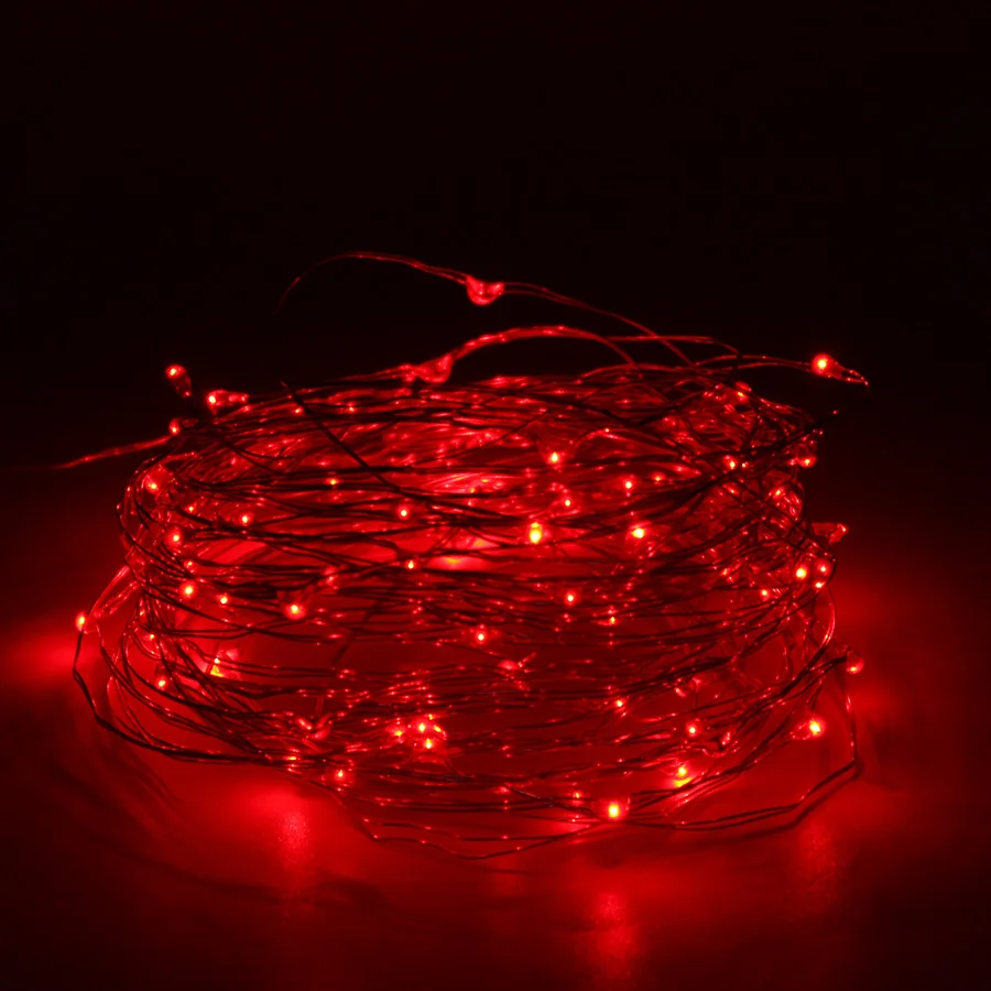 Red Светодиодный строка светильник Медный провод Fariy светильник, USB/Батарея работает Гирлянда украшение 2 м 5 м 10 м, свадьбы, Рождества, светильник вечерние светильник s - Испускаемый цвет: Red