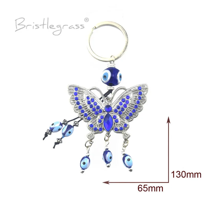 Брислграсс Турецкий Синий Злой Глаз Бабочка Брелок Для Ключей Кольца Держатель Амулеты Подвеска Хранитель Удачи Благословение Защита.