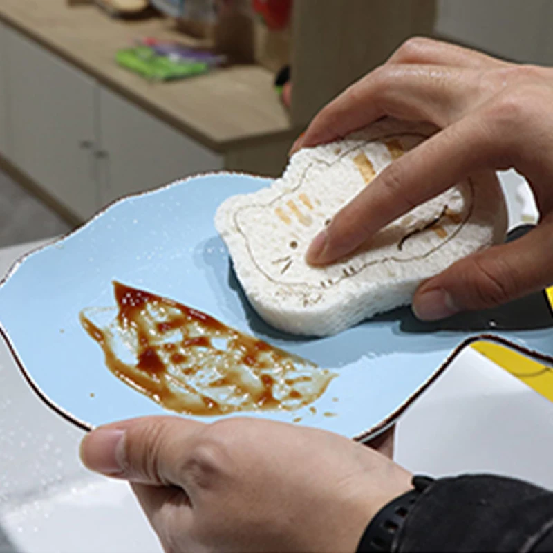 

Мультяшная Абсорбирующая губка для очистки разбухания, кухонная Чистящая Щетка, печатная сжатая Чистящая Щетка для посуды