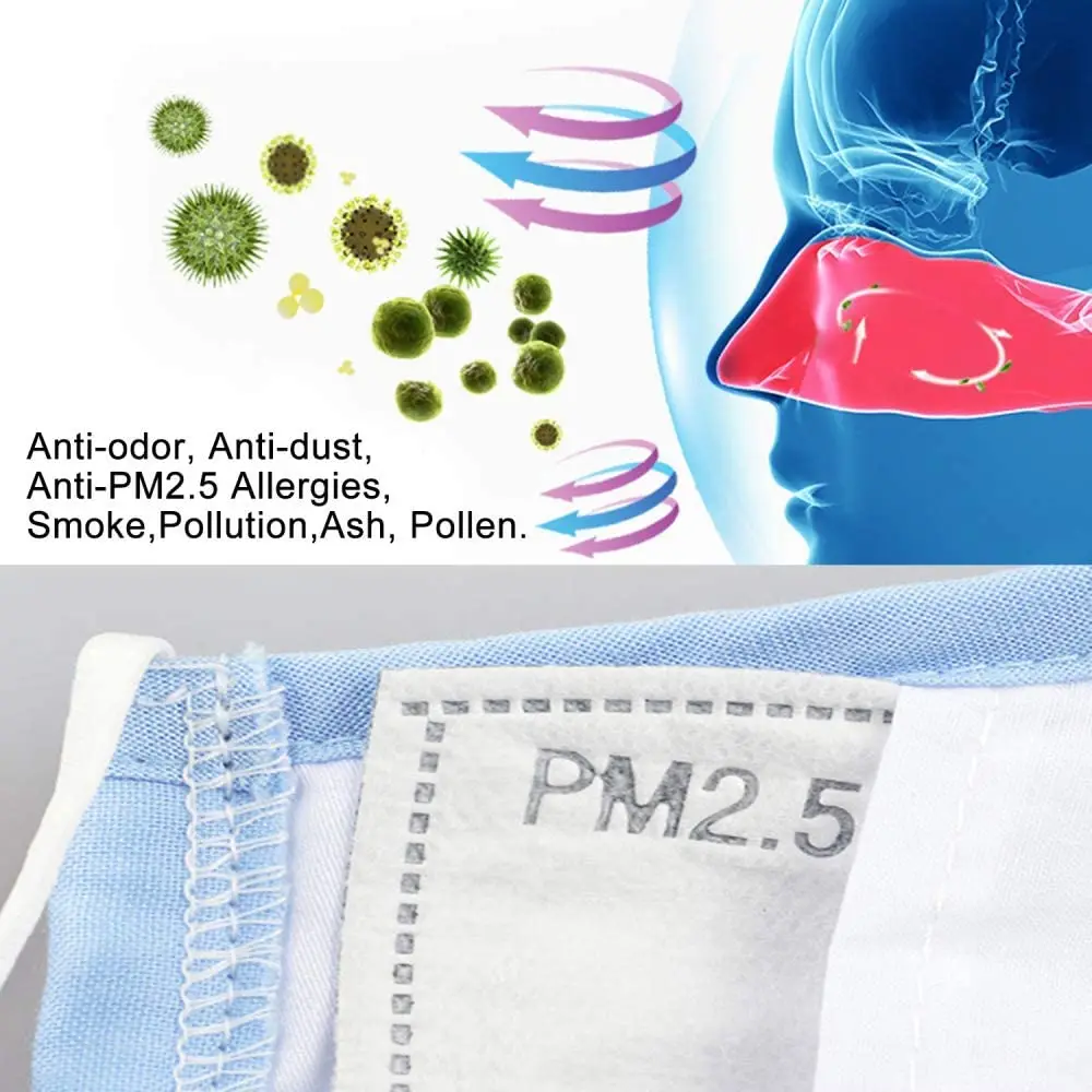

Activated Carbon Filter PM2.5 5 Layers Replaceable Anti Haze Fliters and 2PCS with Breathing Valves Protective Air for Adults