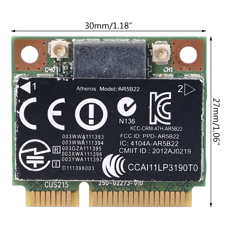 AR9462 AR5B22 Half Mini PCIe 300M Bluetooth 4, 0    SPS 676786-001  2170P 4340s 4445s 4446s 4540S s