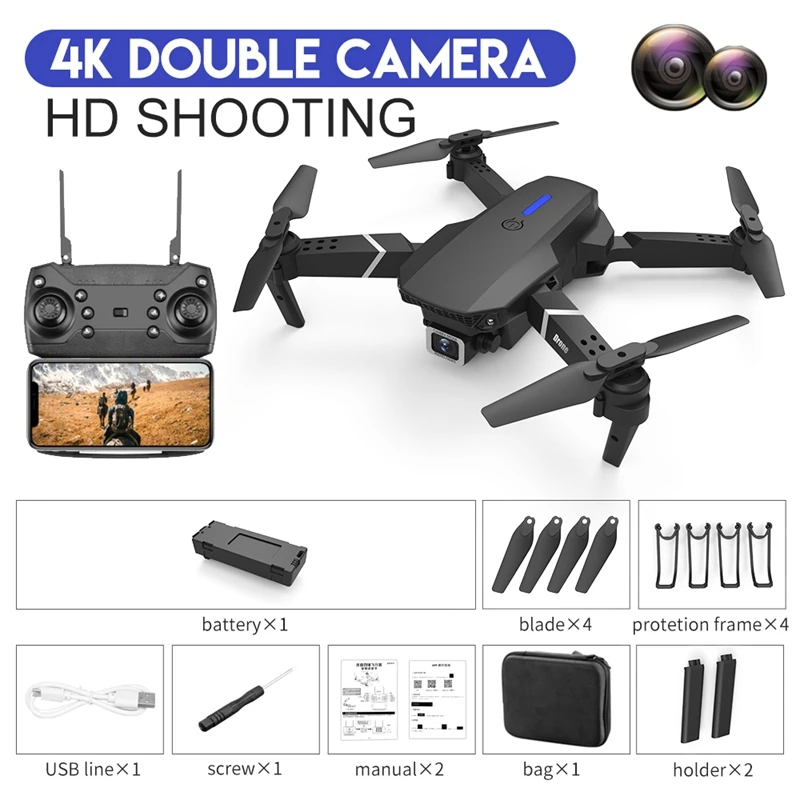 

4K Dual-Lens Drone Folding Aerial Photography Four-Axis Aircraft Remote Control Aircraft Toy