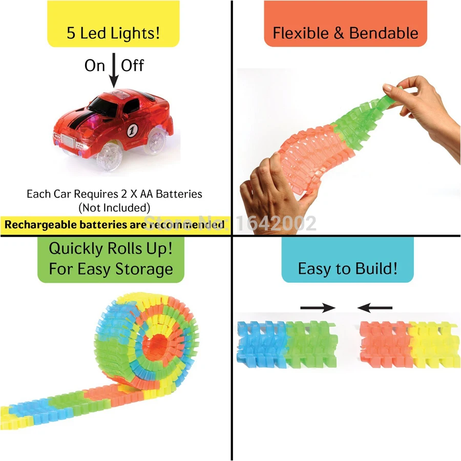 Волшебный изгиб пути полный набор гоночных треков более 220 штук светится в
