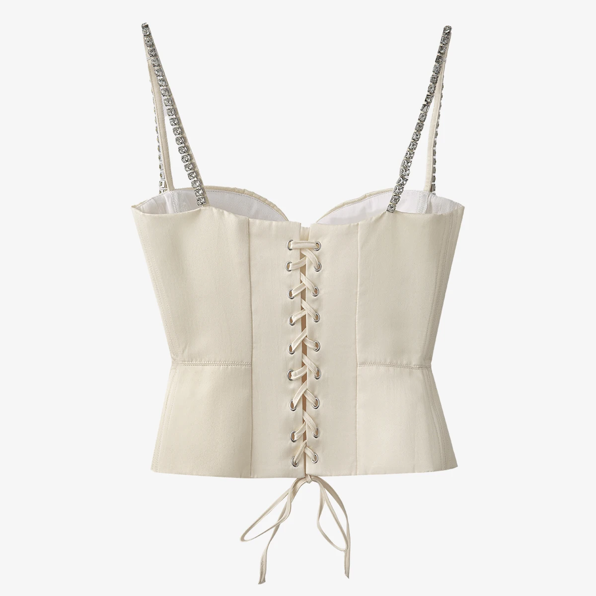 [DEAT] new summer fashion women straps camsio drawstring bra metal stone chain spliced sexy top female outfits WR61512
