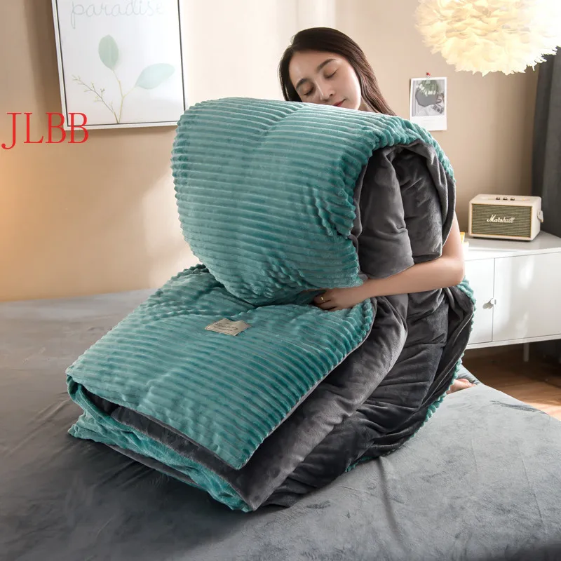 

Crystal Velvet winter duvet cover Magic fleece quilt cover Solid warm comforter cover NEW bed cover flannel throw blanket stripe