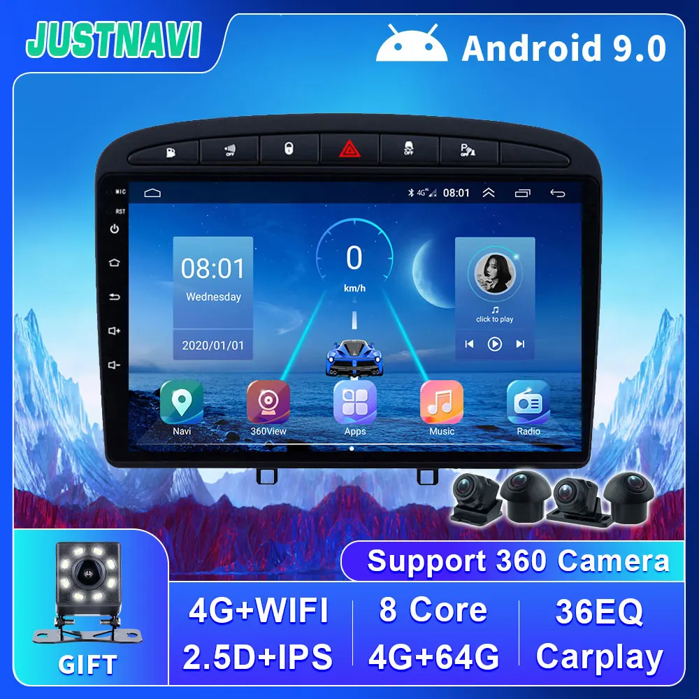 

Android 9.0 Carplay 4G WIFI DSP BT Radio Video Player For Peugeot 308 408 2010-2013 Bluetooth Camera GPS Navigation No 2din DVD
