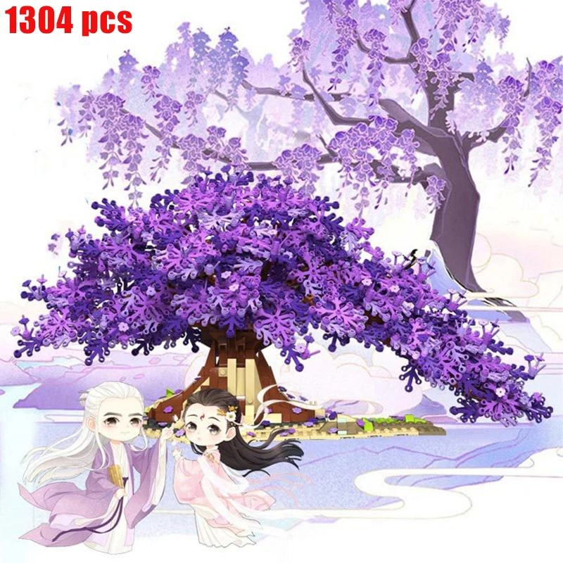 

New 1304pcs classic movie street scene Buddha bell flower building block building model children's toy gift