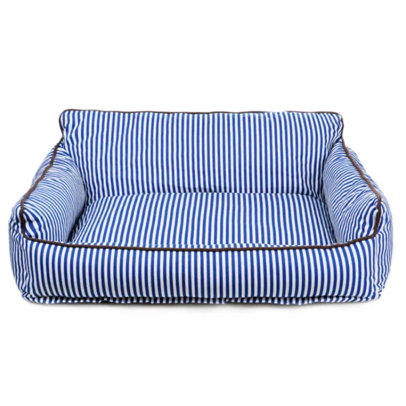 Precio Cama Suave Y Cómoda Para Perro, Sofá Con Estampado A Rayas Con Almohada, Adecuado Para Camas Grandes, Medianas Y Pequeñas, Suministros Para Mascotas