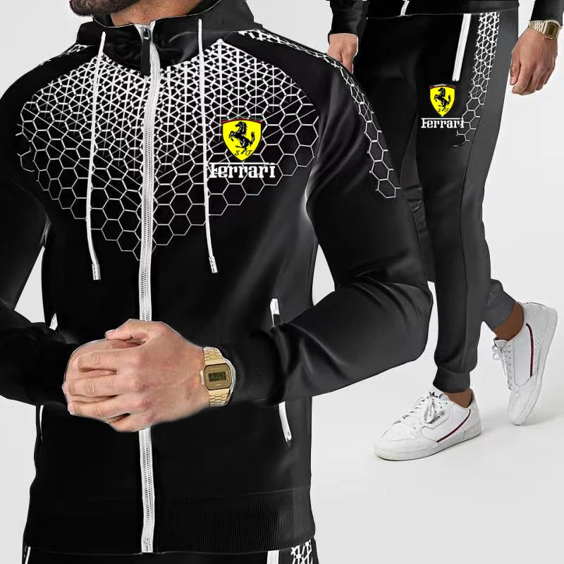 

Men Casual Sets 2021 Winter New Brand Splice Jogger Tracksuit Zipper Hoodies+Pants 2PC Sets Men's Sportswear Sport Suit Clothing