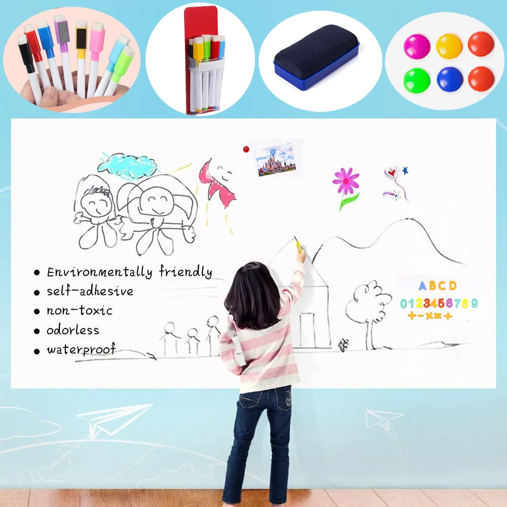 Dry-Erase Whiteboard Aufkleber Wand Aufkleber Halten Magneten Selbst-adhesive Weiß Bord für Office Home Kinder Zeichnung Bord wand Aufkleber