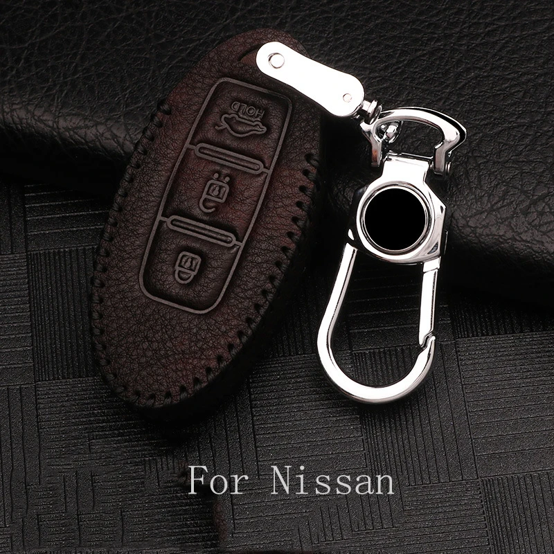 

Car Leather Key Cover, for Nissan 2018 Qashqai 2017 Tiida Bluebird Teana New Xuanyi Nissan Car Key Decoration Accessories