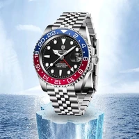 pagani design watch for men fashion blue red bezel gmt mechanical clock 100m waterproof stainless steel automatic wrist watches