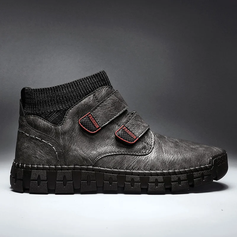 

Winter Men Boots Vintage Leather Ankle Boots Men Winter Casual Shoes Men Sneakers Warm Fur Snow Boots for Men