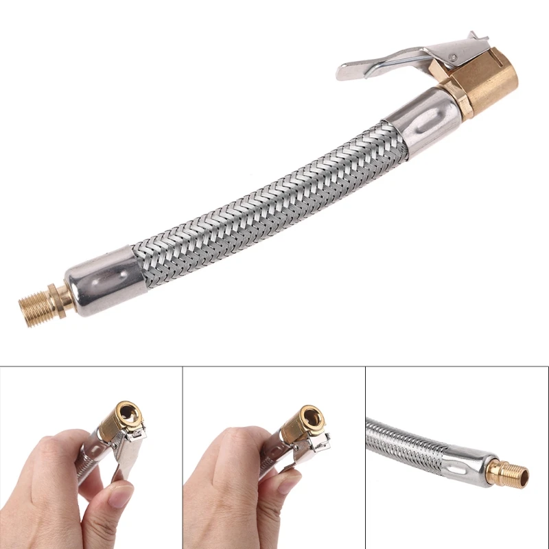 

Tire Inflator Extension Hose Self locking Tire Chuck Inflator Metal Tube
