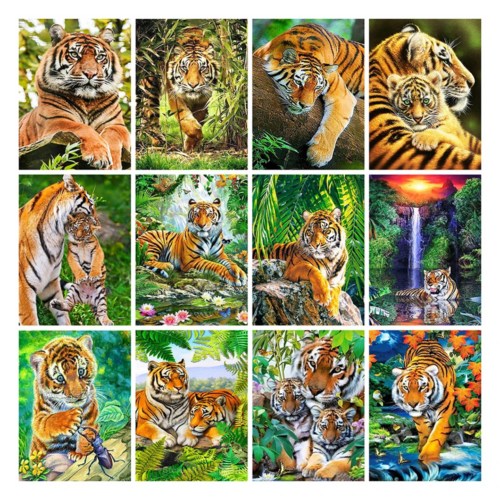 

LZAIQIZG 5D DIY Diamond Painting Tiger Animal Diamond Mosaic Full Layout Picture Of Rhinestone Embroidery Sale Home Decoration