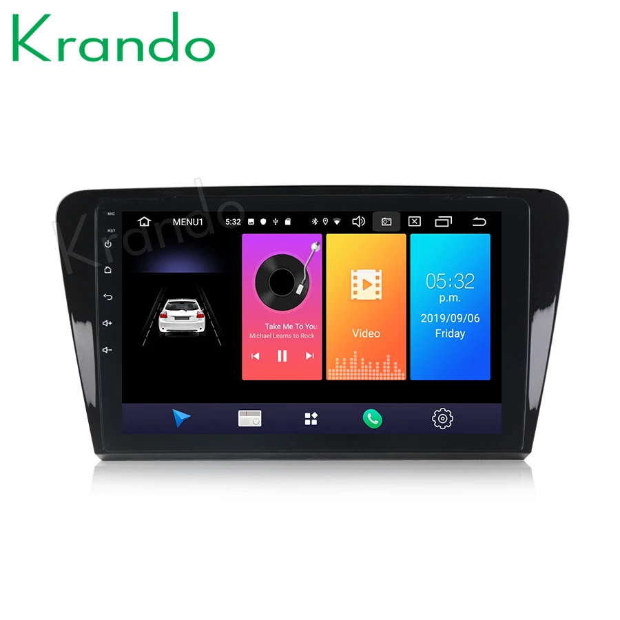 

Автомобильный мультимедийный плеер Krando, Android 9,0, 10,1 дюйма, IPS, сенсорный, для Skoda Octavia 2014 +, система навигации, радио, gps, No 2din, DVD