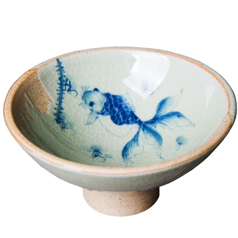 

tea cup handmade porcelain teacup cracked kunfu tea coarse pottery master cup personal cup restoring ancient ways