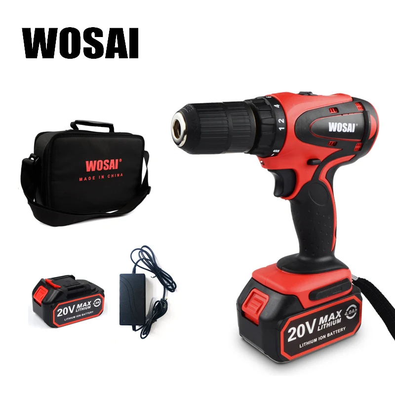 WOSAI 20V электрическая отвертка аккумуляторная электрическая мини-дрель литий-ионная Батарея работает Перезаряжаемые Мощность инструменты 2-Скорость