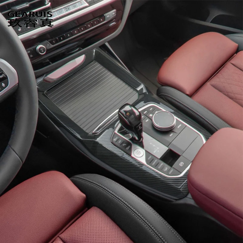 Carbon fiber For BMW X3 G01 X4 G02 2022 Car Gear Shift Knob Central Handbrake Covers Interior Auto Accessories Stickers Trim