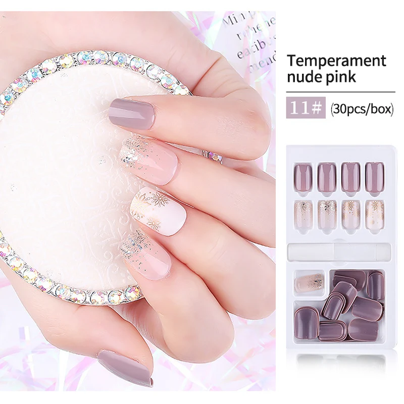 30/60Pcs Detachable Fake Nails Manicure Full Nail Tips with Design Colorful Decoration Artificial False Nails Tips With Glue