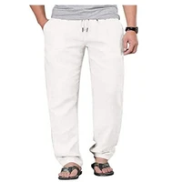 2021 s 3xl sport mens cotton linen pants male summer breathable solid color linen trousers fitness streetwear