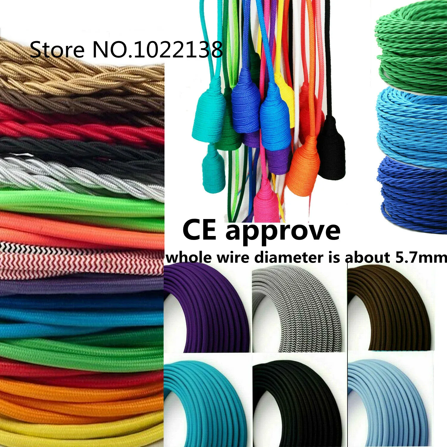 5 Meters 2x0.75 Vintage Rope Twisted Electric Wire Retro Braided Electric Cable 