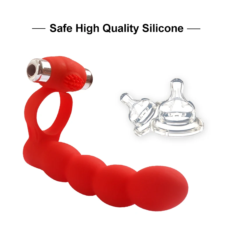 GUIMI пенис вибрационное кольцо 7 Скорость двойное вибратор Strapon анальные шарики