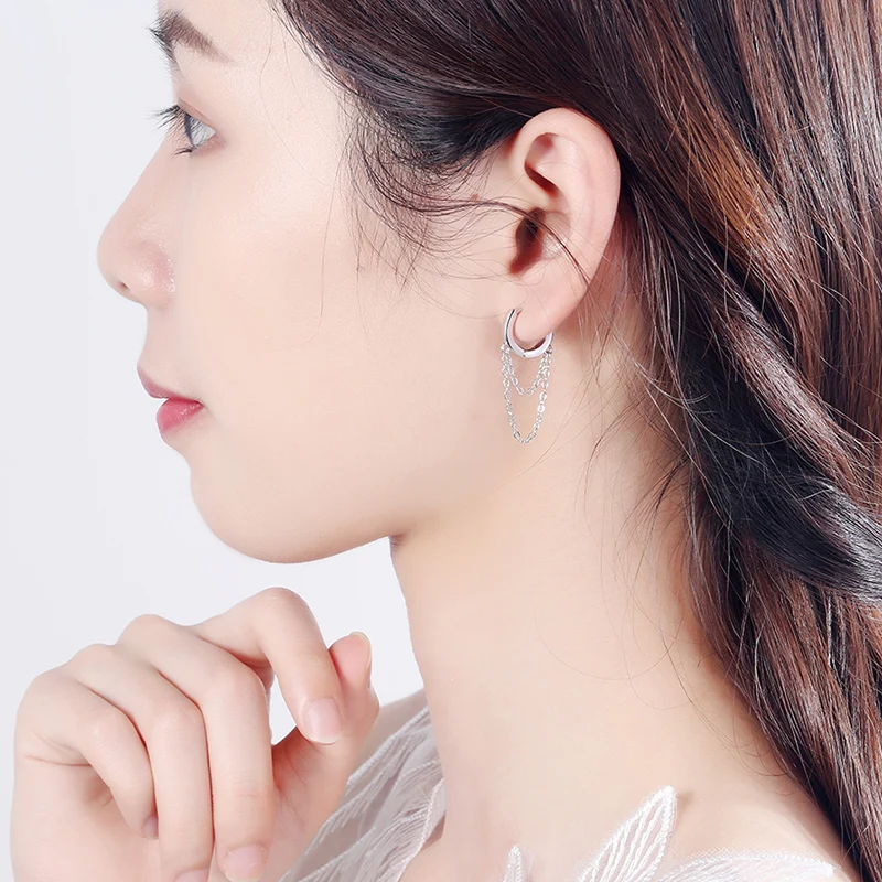 

JYouHF Korean Fashion Double Layer Chain Drop Earrings for Women Female Elegant Gold Silver Color Earings Fashion Jewelry 2020