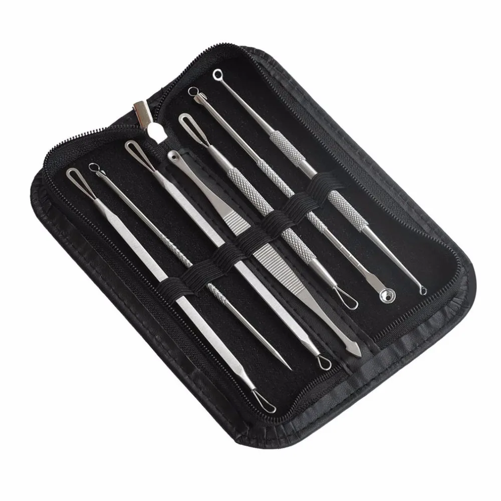 

7pcs/bag Acne Blackhead Remover Needle Tools Set Blackhead Tweezer Pimple Extractor Stainless Steel Blackspot Removal Skin Care